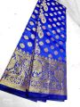 Tangail Tat Nil Katan Saree Combo Set for Women - Saree  Churi Necklace Gazra Chocolate Mirror Etc. 