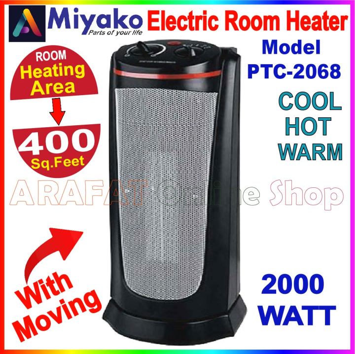 Miyako Electric Room Heater with moving | 2000 watt | Model : PTC-2068
