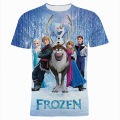 Disney Frozen T-Shirts Cartoon Anime Elsa Anna 3D Print Streetwear Men Women Fashion Oversized T Shirt Kids Boys Girls Tees Tops. 