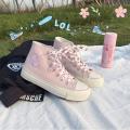 Cherry Pink Shoes High-Top Canvas Shoes for Women2022Years of the New SummerinsTrendy Versatile Student Cute Sneakers. 