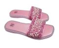 New Fashion Women Girls laying Stone Outdoor Flat Sandal Beach Shoes Slides New Style Outdoor Daily Casual Shopping Slipper White- Pink & Golden. 