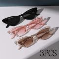3 Pairs Per Set Small Cat Eye Sunglasses Women Cute Skinny Cat Eye Eyewear Retro Vintage Narrow Cateye Sunglasses Set.