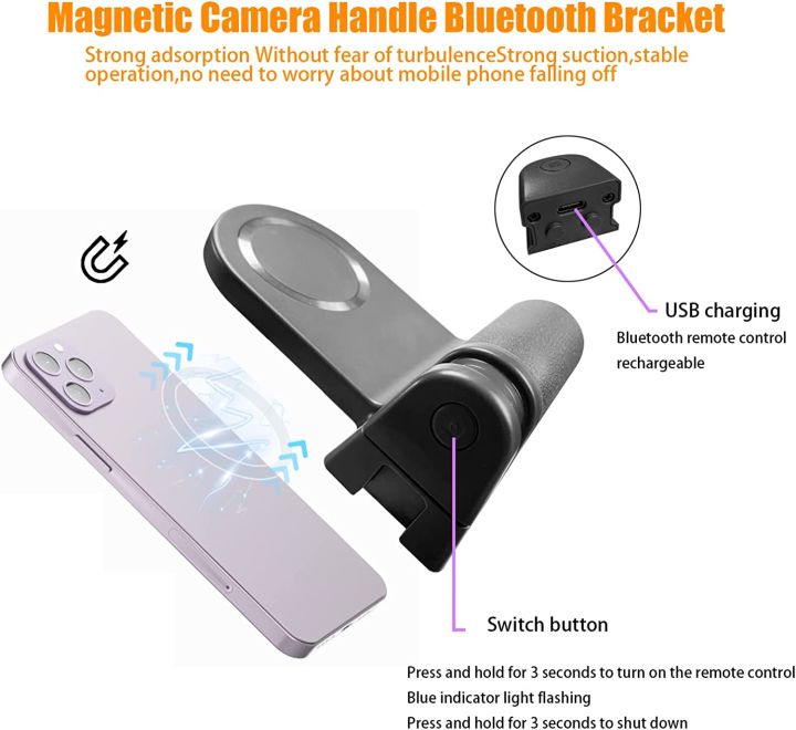 Magnetic%20Phone%20Hand%20Grip%20for%20Magsafe%20Handheld%20Bluetooth%20Handle%20with%20Remote%20Control%20Shutter%20and%201/4%20Standard%20Screw%20Tripod%20Mount%20-%20Image%203