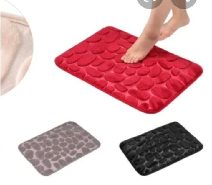Non-Slip Pebble Flannel Bathroom Bath Rug Foam Pad Mat Shower Floor Carpet 40x60 Bathroom Rug Non-slip