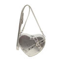 Y2K Heart-shaped Crossbody Bag Zip Closure Rivet Detail Vintage Love Shoulder Bag PU Leather Heart Purse for Evening Wear Casual Outing Trendy Accessory Women's Fashion Gift Item.