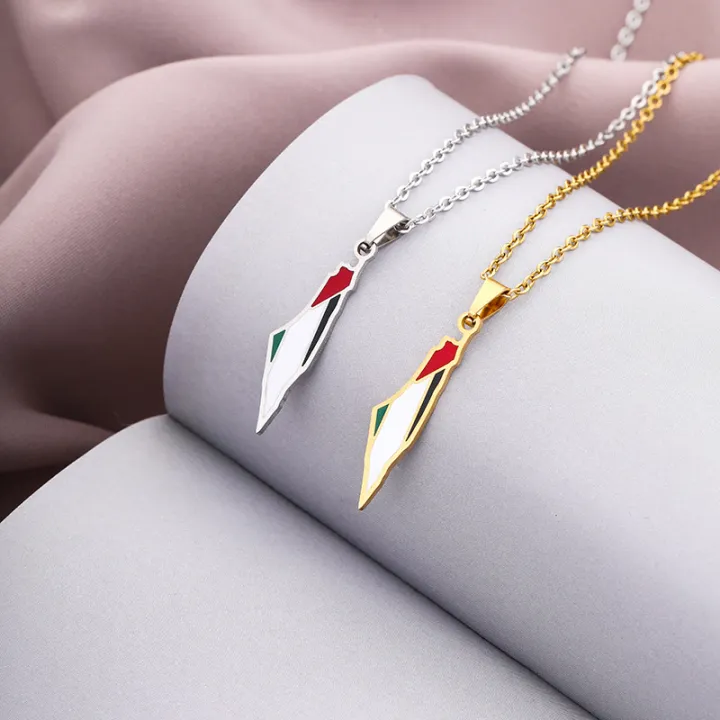 Wholesaler%20Palestine%20map%20flag%20pendant%20chain%20necklaces%20mens%20Palestine%20necklace%20-%20Image%204