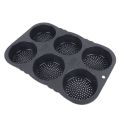 Baking Mould 6 Cavity Easy To Clean Reliable Silicone Hamburger Bun Mould Foldable Multipurpose for Microwaves for Restaurant.