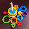 Douyin with the same wooden rainbow tower stacking music building blocks children's puzzle shape matching set of tower toys.