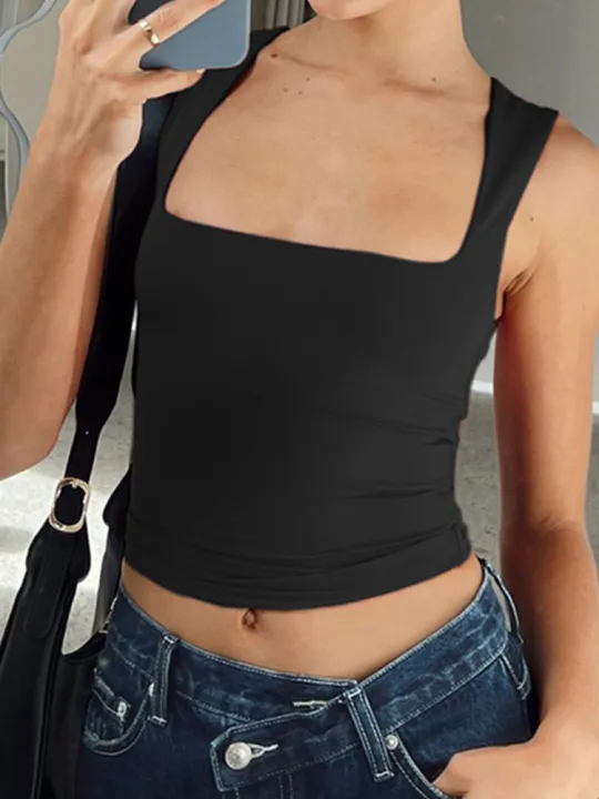 Sleeveless%20Collar%20Crop%20Top%20Women%20Tank%20Tops%20Casual%20Y2K%20Summer%202024%20Black%20T%20Shirts%20-%20Image%203