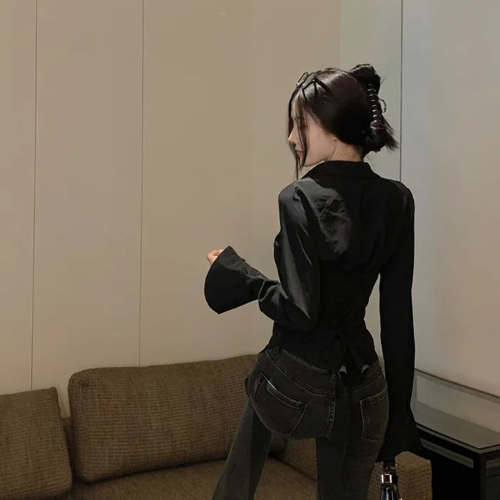 Gidyq%20Fashion%20Women%20Bandage%20Shirts%20Korean%20All%20Match%20Streetwear%20Female%20Slim%20Blouse%20Spring%20Casual%20White%20Bell%20Sleeve%20Shirt%20New%20-%20Image%206