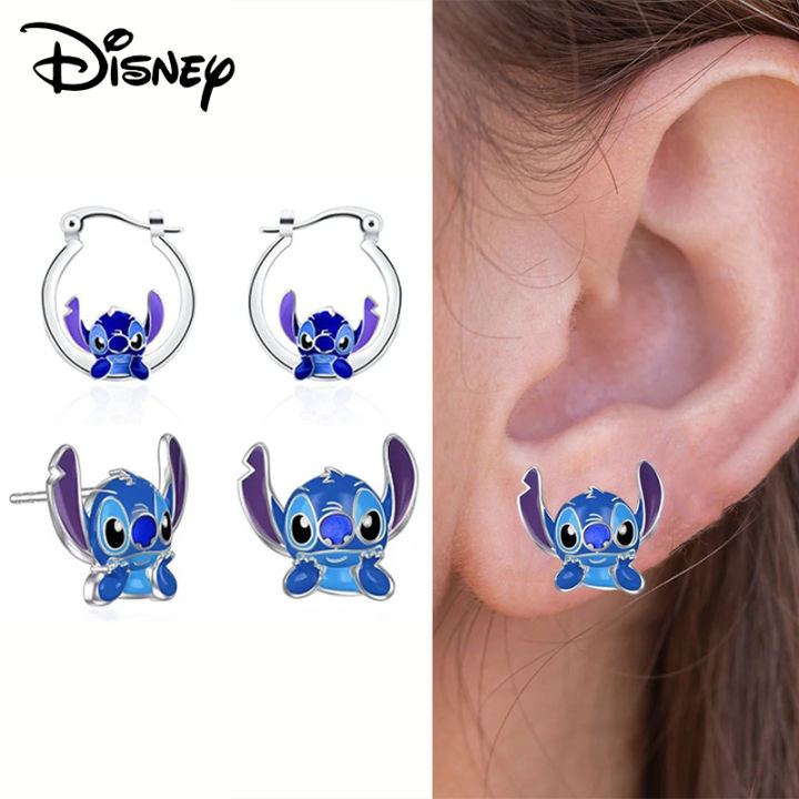 Disney Lilo Stitch Cartoon Ear Pendants Kawaii Stitch Metal Earring Delicate Female Jewelry Accessories Woman Girl Gifts