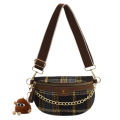 New Crossbody Bag Bag Women's Fashion Vintage Check Chest Bag Niche Design Shoulder Bag Compact Portable Crossbody Bag.