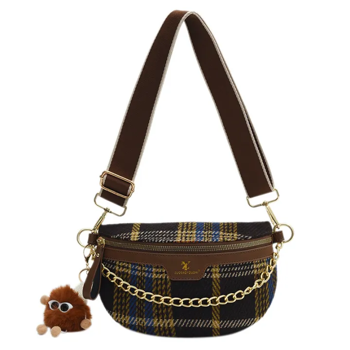 New%20Crossbody%20Bag%20Bag%20Women's%20Fashion%20Vintage%20Check%20Chest%20Bag%20Niche%20Design%20Shoulder%20Bag%20Compact%20Portable%20Crossbody%20Bag%20-%20Image%205