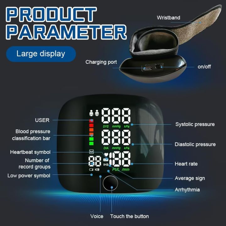 Blood%20Pressure%20Monitors,%20Automatic%20Wrist%20Blood%20Pressure%20Monitors%20with%20Digital%20LCD%20Screen,%20Adjustable%20Cuff%20Blood%20Pressure,%20Rechargeable%20Wrist%20BP%20Monitor%20with%2099%20x%202%20Reading%20Memory%20-%20Image%206