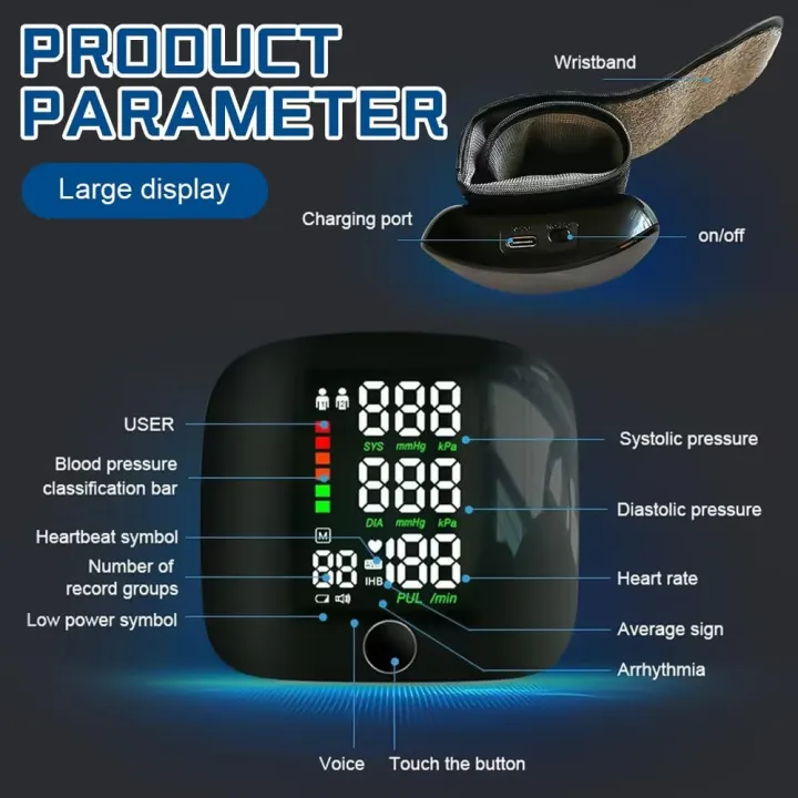Blood%20Pressure%20Monitors,%20Automatic%20Wrist%20Blood%20Pressure%20Monitors%20with%20Digital%20LCD%20Screen,%20Adjustable%20Cuff%20Blood%20Pressure,%20Rechargeable%20Wrist%20BP%20Monitor%20with%2099%20x%202%20Reading%20Memory%20-%20Image%206