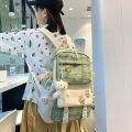5pcs/set Kawaii Girls Aesthetic Backpack For Student School Bag Teenager Girls Schoolbag Book Bags Pencil Case Women Travel Bag. 