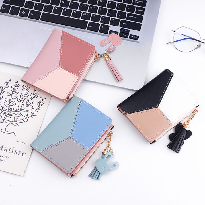 1Pc 2023 Year of the Rabbit Short Tassel Wallet Women Fashion Zipper Purse Mini Coin Purse Female Money Pocket Small Card Holder Bag Girl Clutch Bag Cherry Super Store