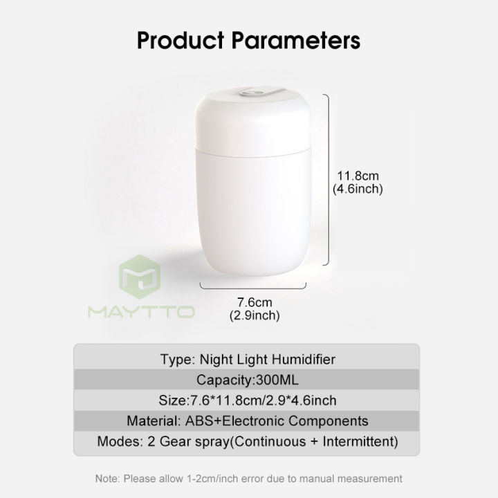 Maytto%20Air%20Humidifier%20Mini%20Night%20Light%20Portable%20Mist%20Sprayer%20USB%20Electric%20Air%20Humidifier%20300ML%20Cool%20Water%20Mist%20Maker%20with%20Warm%20Night%20Light%20With%202%20Working%20Modes%20for%20Home%20Office%20Car%20-%20Image%203