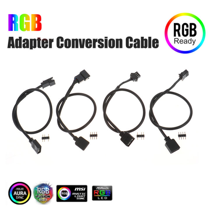 Motherboard RGB Adapter Conversion Cable 5V 3Pin / 12V 4Pin RGB Led Strip Light For PC Computer LED Light Strip Line 30cm Eatop
