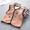 Baby vest plus velvet newborn clothes 3 baby belly protection vest 6 months old baby men and women warm vest.