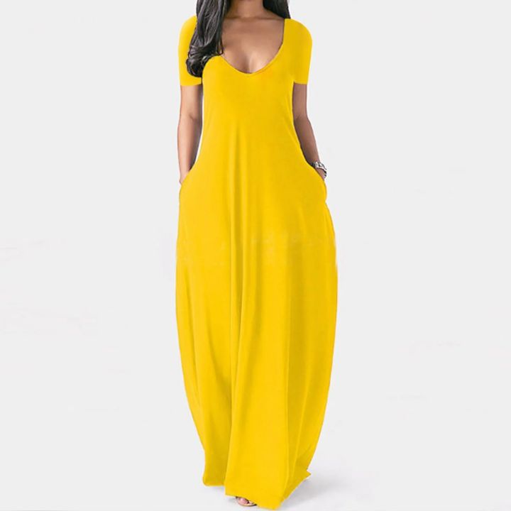 Women%E2%80%99s%20Cotton%20Soft%20Maxi%20Dress%20with%20Pockets%20%E2%80%93%20Short%20Sleeve%20V-Neck%20Style%20-%20Image%208