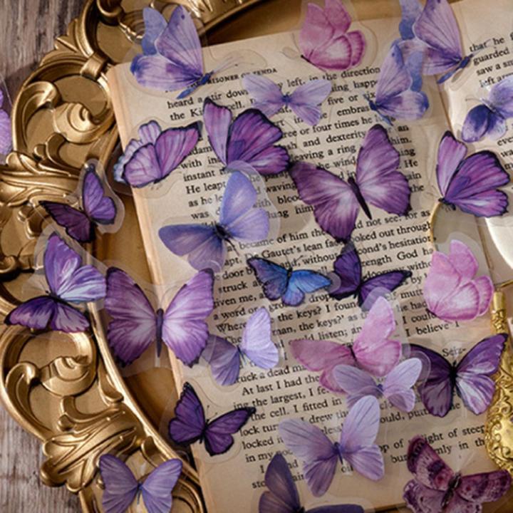 RHS Online 40PCS Aesthetic PET Sticker Set Vintage Butterfly Waterproof ...