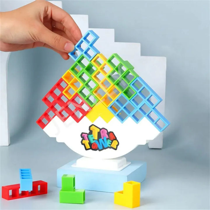 3D Tetra Tower Balance Stacking Toys Board Games Hand-Eye Coordination Balance Puzzle Stack Building Block Balancing Tower Game