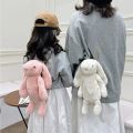 Long Ear Rabbit Doll Fashion Imitation Rex Rabbit Fur Bag Plush Backpack Chain Strap Children's Bag Chain Crossbody Bag Knapsack. 