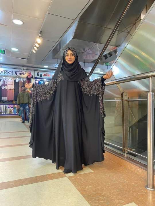 Abaya party stone borka -with hijab -dubai charry jorjet kapor -for Muslim woman
