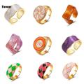 New Korean Acrylic Enamel Rings  Metal Retro Rings. 