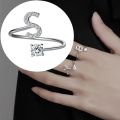 Fashion Crystal Name Letters Rings Classic Cubic Zirconia Adjustable Opening Alphabet Finger Rings For Women Girls Party Jewelry. 