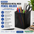 Premium Perforated Metal Mesh Pencil Holder Desk Organizer for Office & School Supplies. 