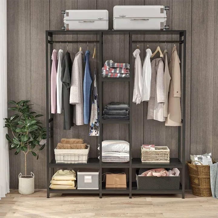 Standing%20Closet%20Organizer%20Heavy%20Duty%20Metal%20Garment%20Rack%20with%20Wood%20Shelves%20Extra%20Large%20Wardrobe%20-%20Image%203