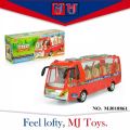 Cheap price electric plastic small mini school bus toy for kids baby children B/O car with lights sound. 