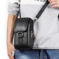 Men's Messenger Bag Cowhide Leather Bag Male Mobile Phone Pouch Pocket Small Wallet Travel Waist Bag Multi-Pockets Chest Bag New.