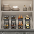 WORTHBUY Double-layer Seasoning Jar Plastic Storage Rack Shelves Pull-out Spice Jar Storage Organizer For Kitchen Cabinet. 