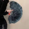 Folding Feather Fan Exquisite Champagne Fan with Tassels Elegant Handheld Feather Fan for Luxurious Events Photo Prop Fan.