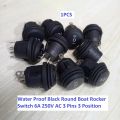 QY602-101N T125 Water Proof Black Round Boat Rocker Switch 6A 250V AC/10A125V Ac 3 Pins 3 Position On Off On AC SPDT Car Boat Rocker Switch.