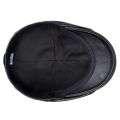 Men's Leather Warm Octagonal Cap, Casual Vintage Newsboy Cap Golf Driving Flat Cabbie Hat, Winter Male Artist Gatsby Cap.