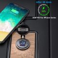 【FUPANG】PD type C 48W Dual USB car charger QC 3.0 charger with voltmeter and switch for boat truck RV.
