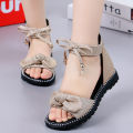 Girls' Sandals Summer 2024 New Fashion Korean Edition Princess Shoes, Big Kids, Little Girls, Soft Sole Children's Roman Shoes.
