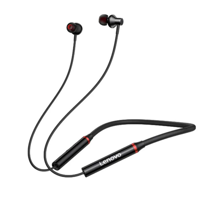 Black He05X Premium Quality Neckband Lenovo Headphone 5.1V Bluetooth Extra Bass Control Noise Cancellation Neckband - Neckband - Headphone