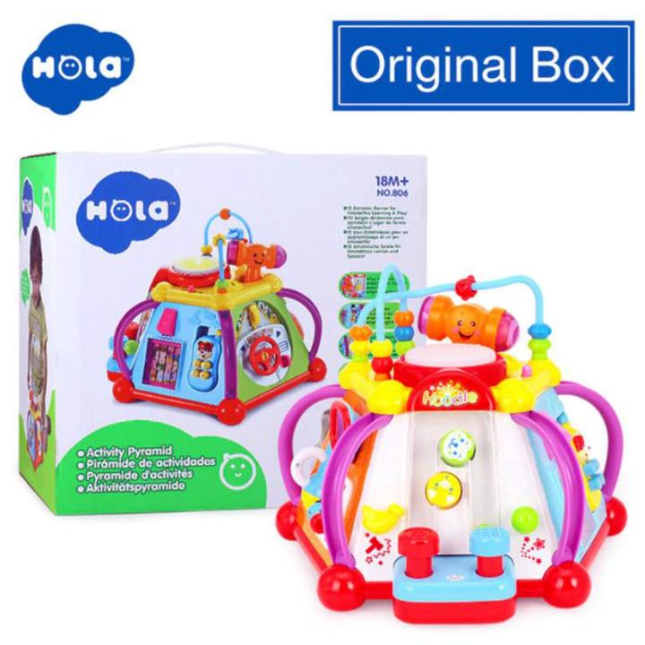 HOLA Baby Musical Activity Pyramid Toy Cube Play Center with 15 Functions & Learning Skills Educational Toys for kids gifts