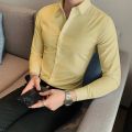 Small Asian Size Fashion New Classic Shirt For Men Slim Fit Button Down Long Sleeve Casual White Black Gray Pink Male Blouse.