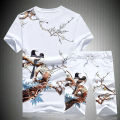 White Printed Summer Combo T-Shirt - Durable and Easy To Maintain - Shirt & Pant For Men - Round Neck and Perfect Casual Wear - Suitable for All Season. 