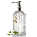 Glass Soap Dispenser with Rust Proof Stainless Steel Pump 400ml Refillable Hand Liquid Soap Dispenser for Bathroom Kitchen.