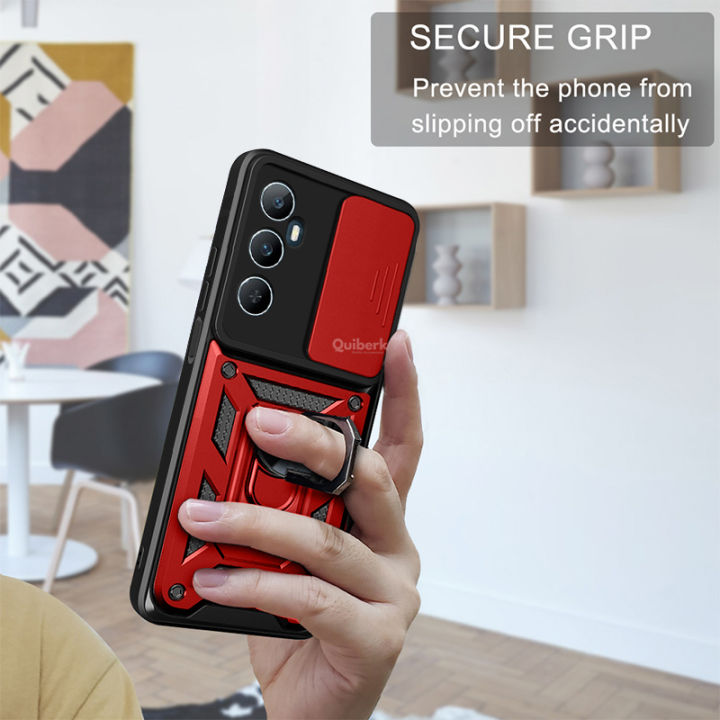 Quiberk%20for%20Realme%20C65%204G%20Phone%20Case%20Slide%20Camera%20Cover%20Magnetic%20Kickstand%20Hard%20Shockproof%20Armor%20Back%20Casing%20black%20Phone%20Case%20-%20Image%203