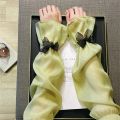Sunscreen Sun Protection Long Arm Sleeves Fingerless Nylon Bow Ice Silk Sleeve Arm Covers Hand Sleeves Summer Arm Warmers Cycling.