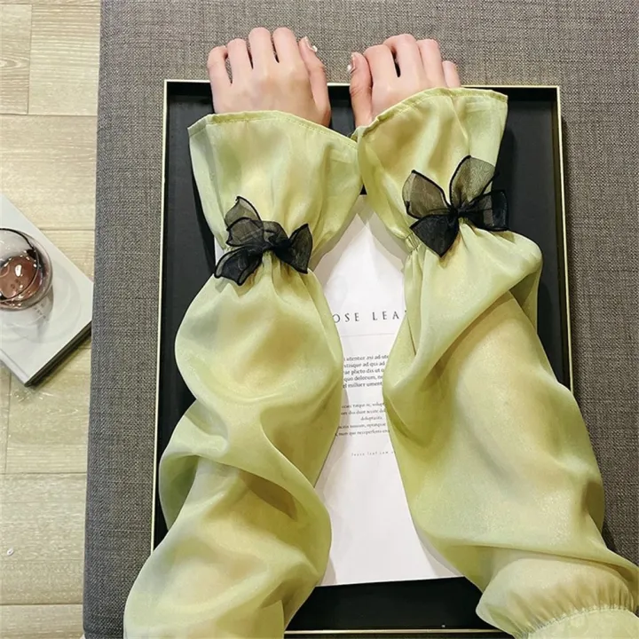 Sunscreen%20Sun%20Protection%20Long%20Arm%20Sleeves%20Fingerless%20Nylon%20Bow%20Ice%20Silk%20Sleeve%20Arm%20Covers%20Hand%20Sleeves%20Summer%20Arm%20Warmers%20Cycling%20-%20Image%204