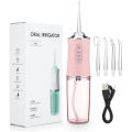 Portable Dental Water Flosser Oral Irrigator USB Rechargeable Water Floss Jet Tooth Pick 4 Tips 220ml Mouth washing machine.